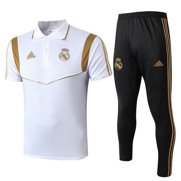 Polo Real Madrid Conjunto Completo 2019 2020 Negro Blanco Oro